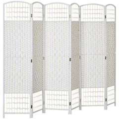 4 Panel Folding Room Divider, Portable Privacy Screen, Wave Fiber Room Partition for Home Office, Black