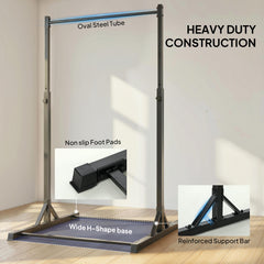 Portable Pull Up Station, Height Adjustable Pull Up Bar with 8 Levels for Home Gym Strength Training, 440LBS Capacity