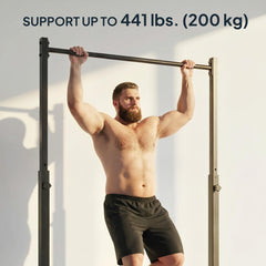 Portable Pull Up Station, Height Adjustable Pull Up Bar with 8 Levels for Home Gym Strength Training, 440LBS Capacity