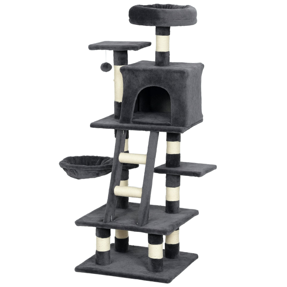 52 Inch Large Cat Tree for Indoor Cats, Dark Grey
