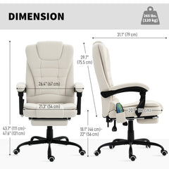7-Point Vibrating Massage Chair, Reclining Office Chair with Footrest, Reclining Back, Adjustable Height, Beige