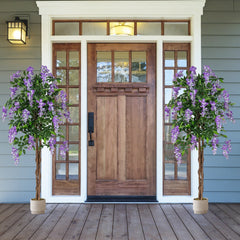 5.5 FT Faux Wisteria Plant in Nursery Pot with Blooming Flowers-Purple