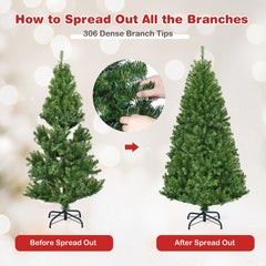 4 FT Pre-Lit Artificial Christmas Tree, Hinged Tabletop Xmas Tree with 11 Light Modes