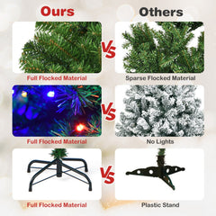4 FT Pre-Lit Artificial Christmas Tree, Hinged Tabletop Xmas Tree with 11 Light Modes