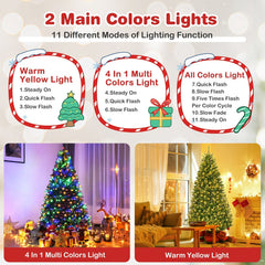 6 FT Pre-Lit Artificial Christmas Tree, Hinged, Over 1000 Tips and 330 LEDs with 11 Modes