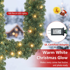 7 FT Pre-Lit Artificial Cactus Christmas Tree with 160 Warm White LED Lights and 60 Ball Ornaments