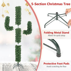 7 FT Pre-Lit Artificial Cactus Christmas Tree with 160 Warm White LED Lights and 60 Ball Ornaments