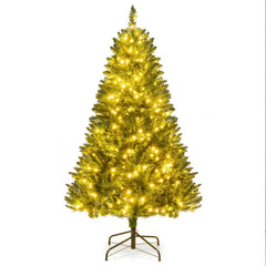 5 FT Pre-Lit Hinged Christmas Tree with 510 Tips, 400 Warm White LEDs, 7 Modes and Memory