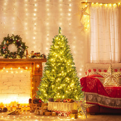 5 FT Pre-Lit Hinged Christmas Tree with 510 Tips, 400 Warm White LEDs, 7 Modes and Memory