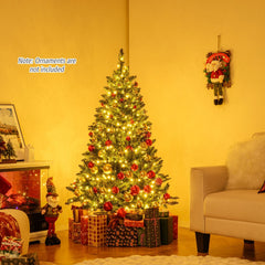5 FT Pre-Lit Hinged Christmas Tree with 510 Tips, 400 Warm White LEDs, 7 Modes and Memory