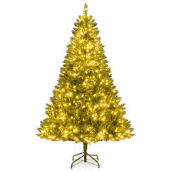 6 FT Pre-Lit Hinged Christmas Tree with 814 Tips, 700 Warm White LEDs, 7 Modes and Memory