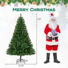 6 FT Pre-Lit Hinged Christmas Tree with 814 Tips, 700 Warm White LEDs, 7 Modes and Memory
