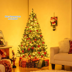 6 FT Pre-Lit Hinged Christmas Tree with 814 Tips, 700 Warm White LEDs, 7 Modes and Memory