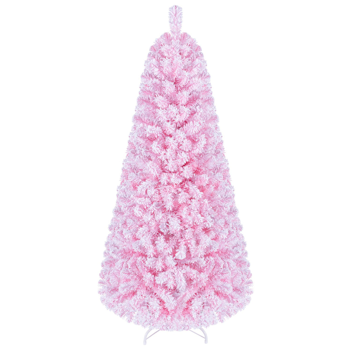 5 FT Pink Flocked Fir Christmas Tree with 432 Tips, 160 Warm White LEDs and 8 Lighting Modes