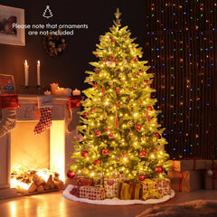 6 FT Pre-Lit Hinged Christmas Tree with 1168 Tips, 350 LEDs, Remote, 11 Modes and Memory