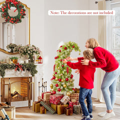 5 FT Whimsical Pencil Christmas Tree with Bendable Top, 216 Flocked Tips and 80 Warm White LEDs