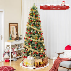 7.5 FT Pre-Lit Christmas Tree with 1096 Tips in Four Leaf Types, Red Berries and 460 Warm White LEDs