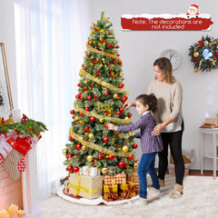 7.5 FT Pre-Lit Christmas Tree with 1096 Tips in Four Leaf Types, Red Berries and 460 Warm White LEDs