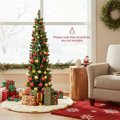 5 FT Pre-Lit Slim Pencil Christmas Tree with 324 Bullet Shaped Tips and 150 Warm White LEDs