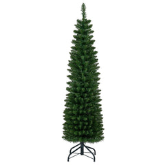 5 FT Pre-Lit Slim Pencil Christmas Tree with 324 Bullet Shaped Tips and 150 Warm White LEDs