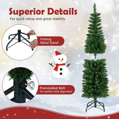 5 FT Pre-Lit Slim Pencil Christmas Tree with 324 Bullet Shaped Tips and 150 Warm White LEDs