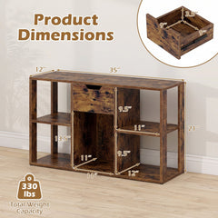 5-Cube Bookcase with Storage Drawer Freestanding Bookshelf Modern Display Rack-Rustic Brown