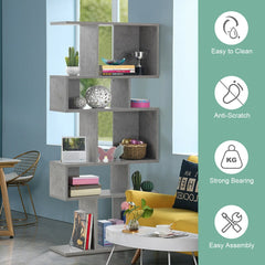 5 Cube Ladder Bookshelf and Corner Display Rack, Grey Concrete Look