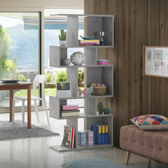 5 Cube Ladder Bookshelf and Corner Display Rack, Grey Concrete Look