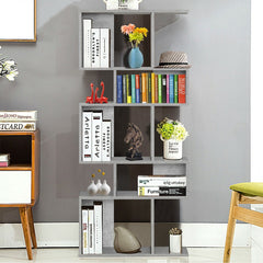 5 Cube Ladder Bookshelf and Corner Display Rack, Grey Concrete Look