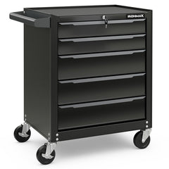 5-Drawer Tool Storage Cabinet with Hanging Holes and Central Keyed Locking System-Black
