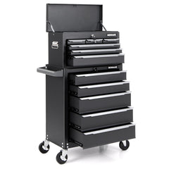 5-Drawer Tool Storage Cabinet with Hanging Holes and Central Keyed Locking System-Black