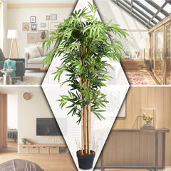 5 Foot Artificial Bamboo Tree, 8 Trunk Silk Bamboo in a 7 Inch Planter