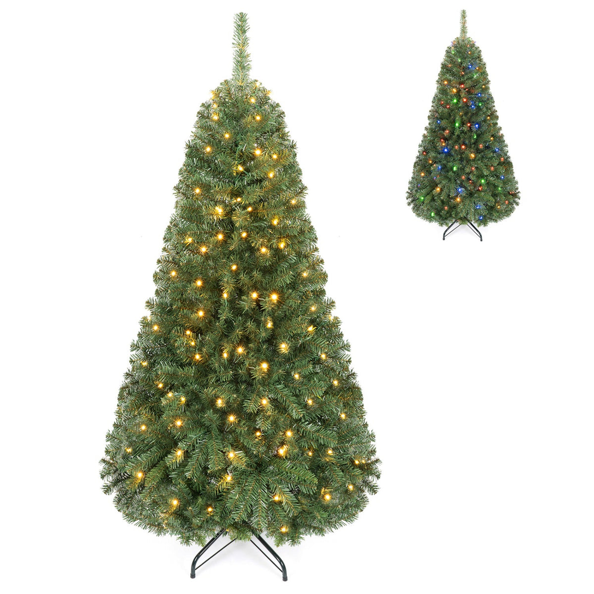 5 FT Pre-Lit Artificial Christmas Tree with 600 Tips, 150 LEDs, 2 Light Colours and 11 Modes