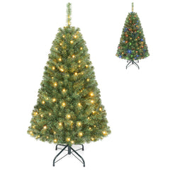 5 FT Pre-Lit Artificial Christmas Tree with 600 Tips, 150 LEDs, 2 Light Colours and 11 Modes