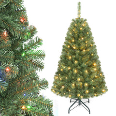5 FT Pre-Lit Artificial Christmas Tree with 600 Tips, 150 LEDs, 2 Light Colours and 11 Modes