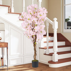 5 FT Tall Artificial Cherry Blossom Tree with Pink Flowers-2 Pack