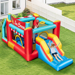 5-in-1 Ice Cream Inflatable Bounce House with Ball Pit and Slide without Blower