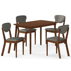 5-Piece Dining Set for 4 with Rectangular Table & Fabric Chairs for Living Room-Gray