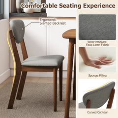 5-Piece Dining Set for 4 with Rectangular Table & Fabric Chairs for Living Room-Gray