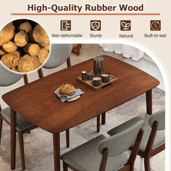 5-Piece Dining Set for 4 with Rectangular Table & Fabric Chairs for Living Room-Gray