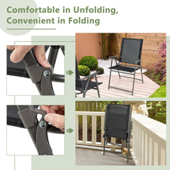 5 Piece Foldable Patio Dining Set, 48 Inch Slatted Metal Table and 4 Folding Armchairs That Store 2 Inches Flat