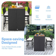 5 Pieces Patio Acacia Wood Dining Set