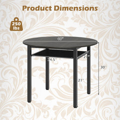 5-Piece Round Dining Table Set with Storage Shelf for Dining Room-Gray