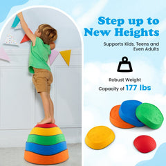 5 Pieces Kids Stepping Stones Stackable Round Indoor Outdoor-Multicolor