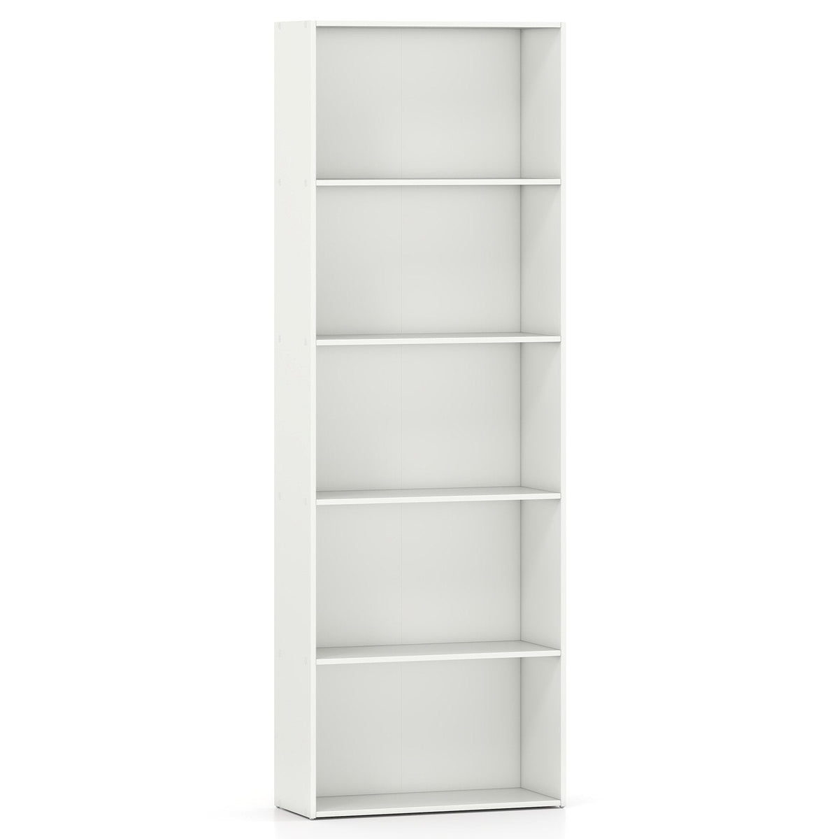 5 Shelf White Bookcase, Tall Open Bookshelf for Books, Files and Display