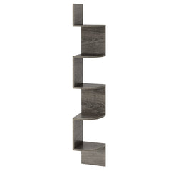 5-Tier Corner Shelf Floating Bookshelf Wall Mounted Storage Organizer-Oak