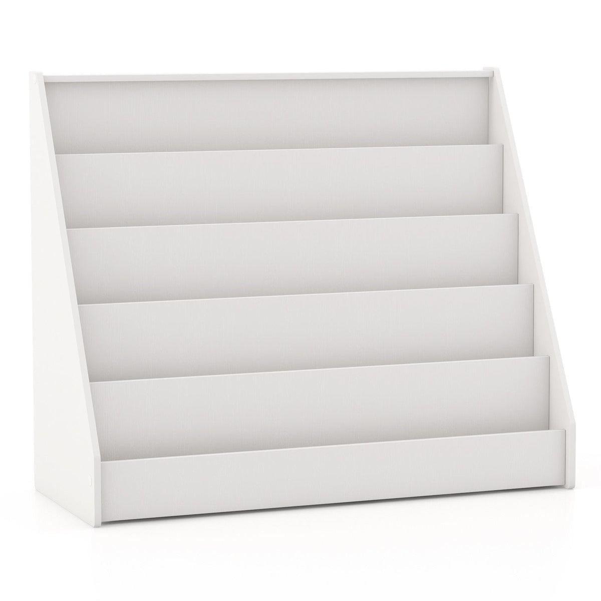 5-Tier Kids Bookshelf with Deep Compartments and Stable Baby Book Case-White