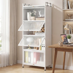 5-Tier Kitchen Baker's Rack with Flip-up PC Doors-White
