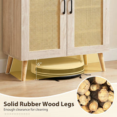 5-Tier Rattan Shoe Cabinet with 3 Removable Shelves-Natural
