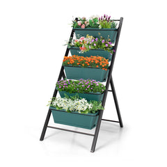 5 Tier Vertical Garden Planter in Green, Freestanding Raised Bed with 5 Containers